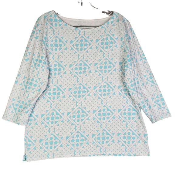 Talbots Tunic Top Plus Size Large L Women’s Popover Blouse Stretch Blue - Picture 2 of 8